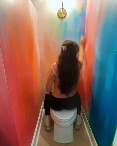 Rainbow powder room