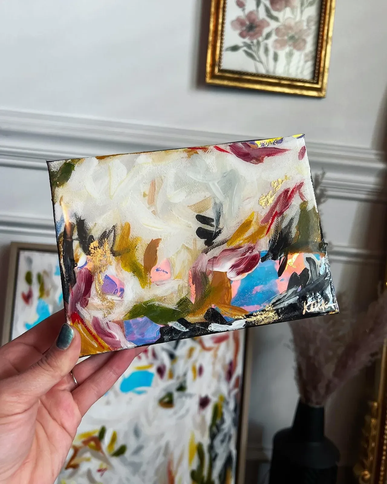 Holographic Rejuvenation 2, hand-painted Original Art on canvas, coated in resin, and gilded in 24k gold, by Kelly Aiken