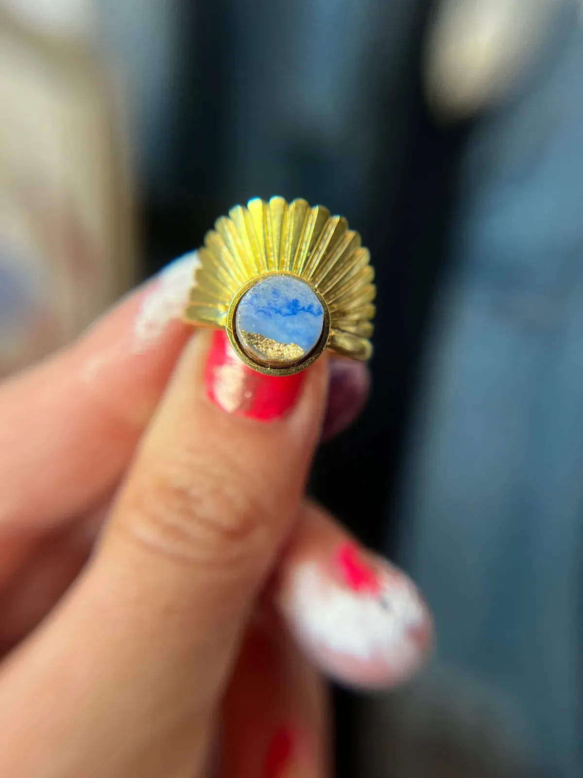 Original Art Ring — Light Blue Wave, by Kelly Aiken