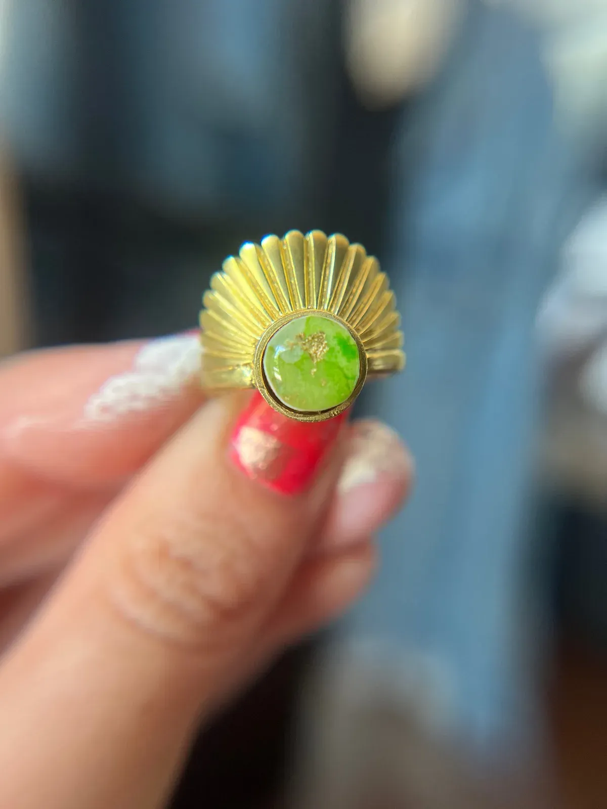 Original Art Ring — Lime and Gold, by Kelly Aiken