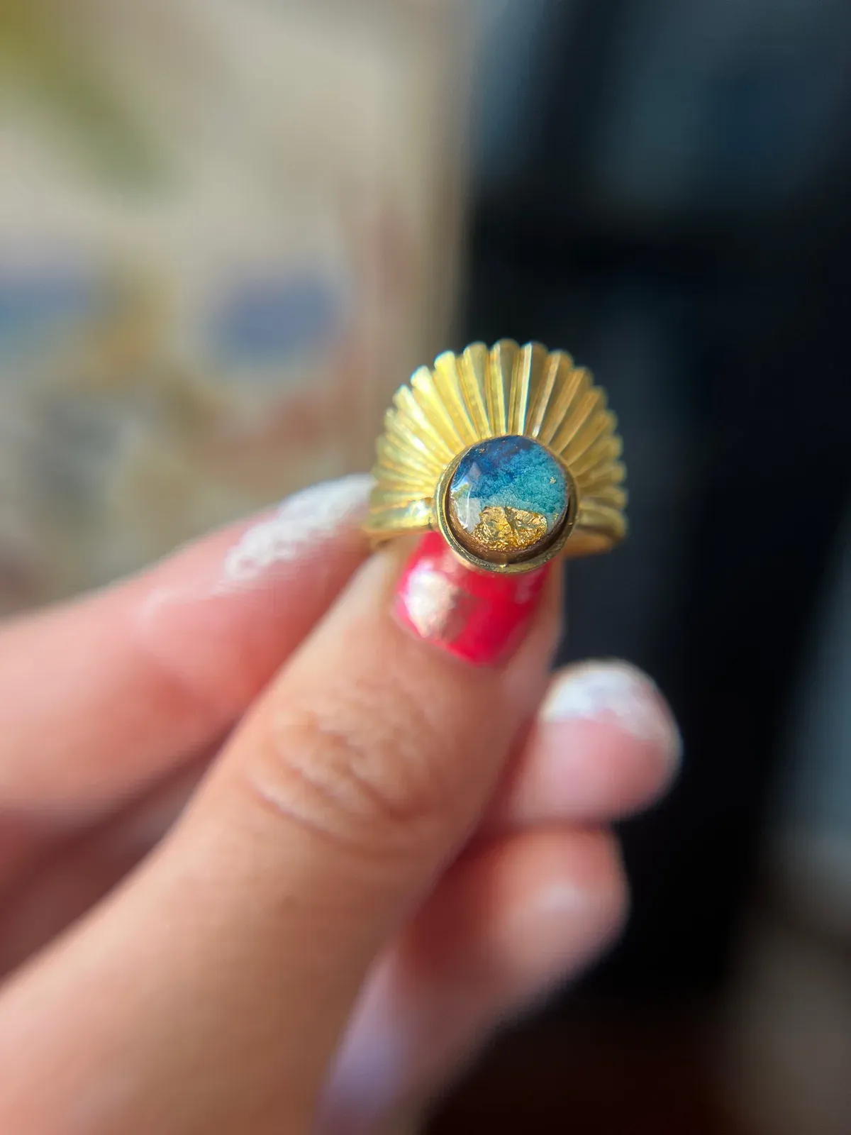 Original Art Ring — Teal Wave, by Kelly Aiken