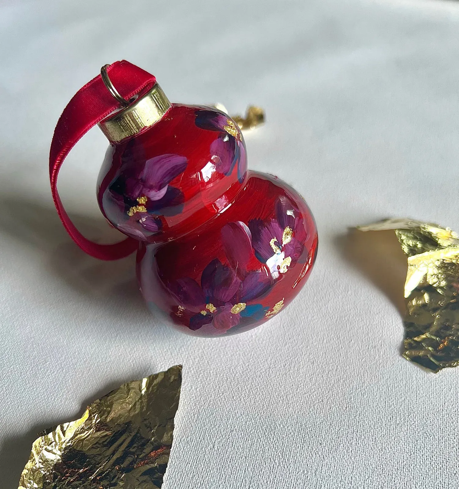Ornaments — Poinsettia Red Florals, by Kelly Aiken