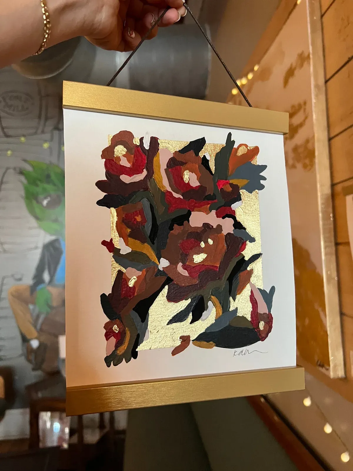 TO GROW 10/40, hand-painted Original Art on paper with hanger bars, by Kelly Aiken