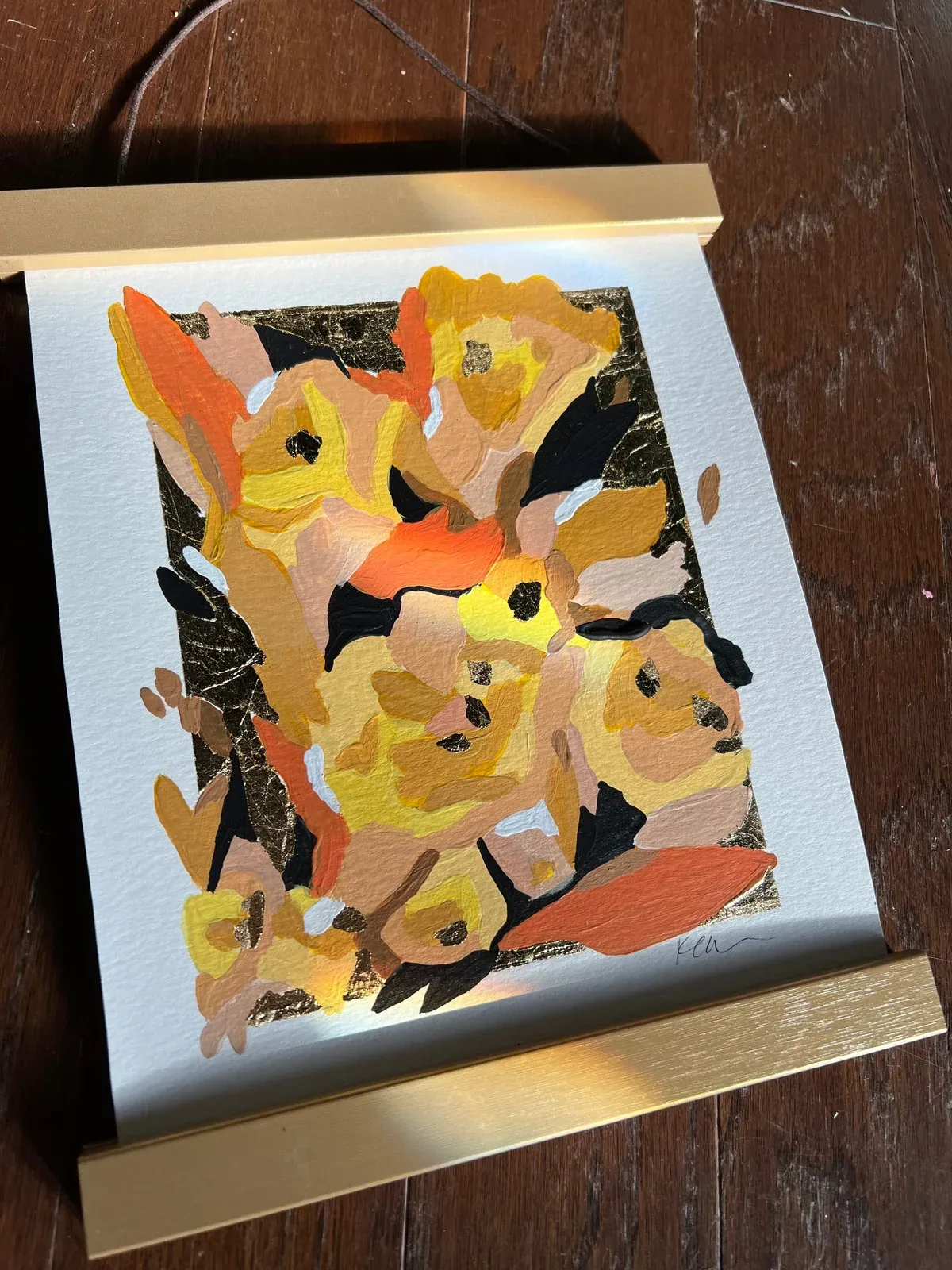 TO GROW 13/40, hand-painted Original Art on paper with hanger bars, by Kelly Aiken