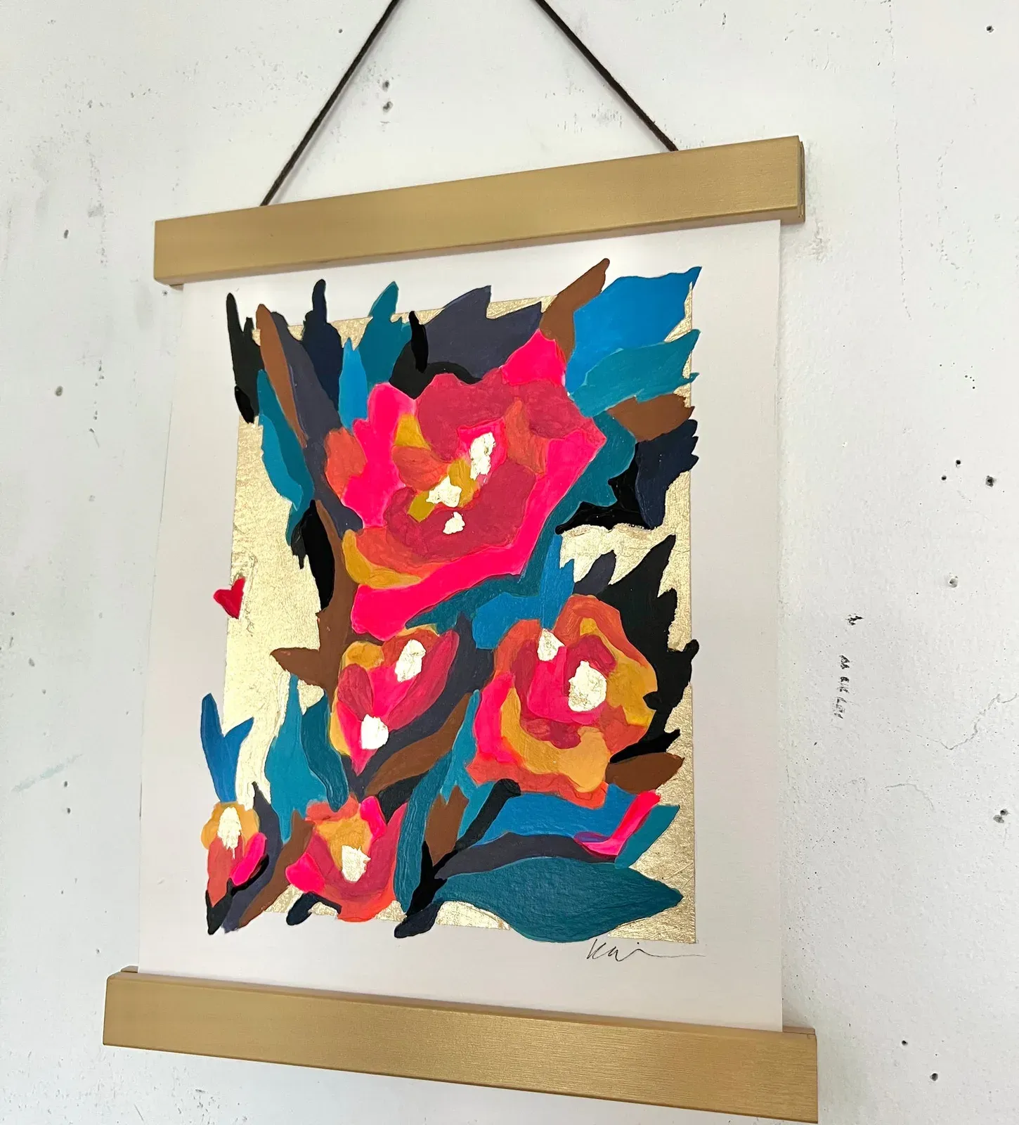 TO GROW 14/40, hand-painted Original Art on paper with hanger bars, by Kelly Aiken