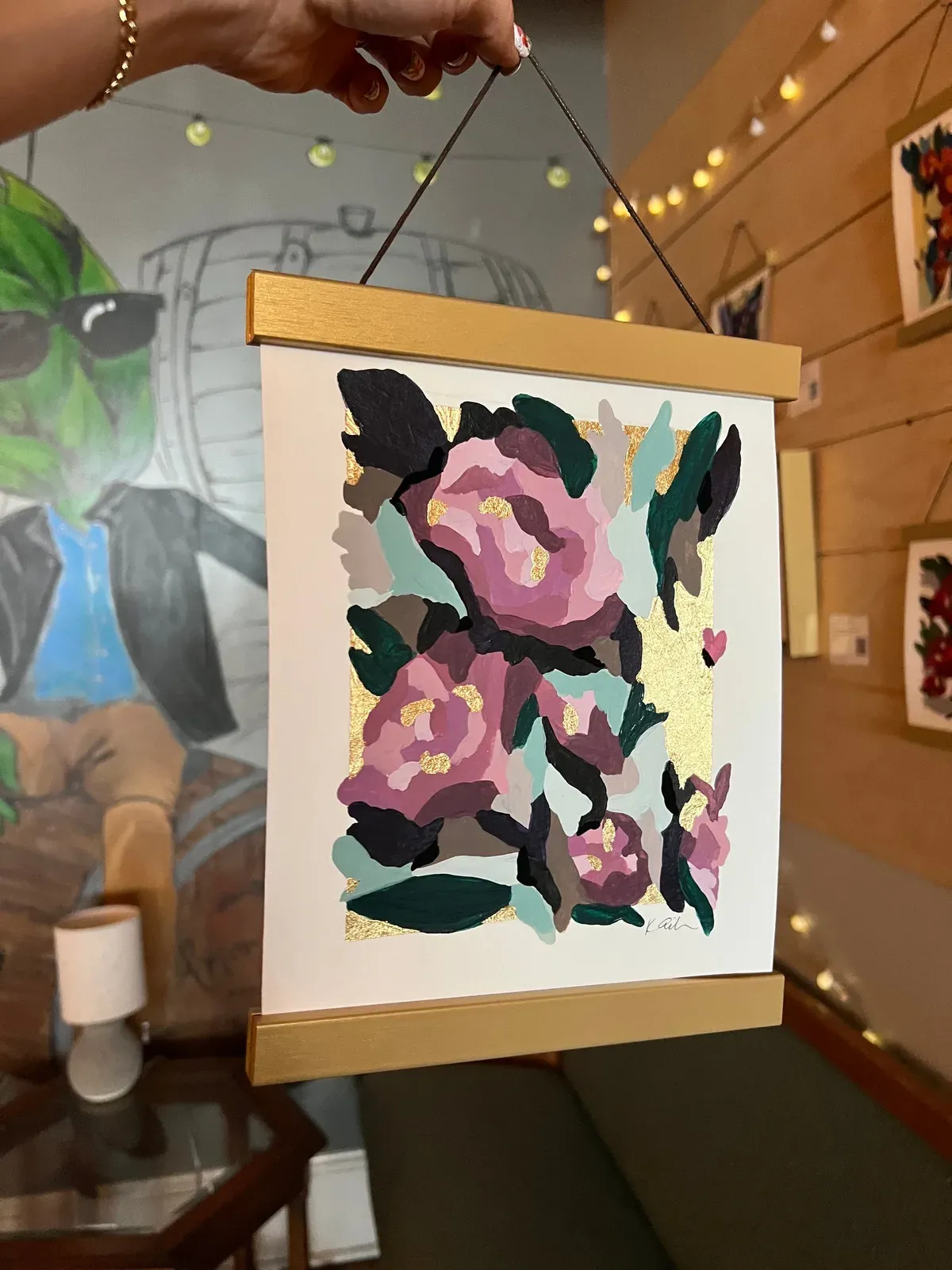 TO GROW 2/40, hand-painted Original Art on paper with hanger bars, by Kelly Aiken