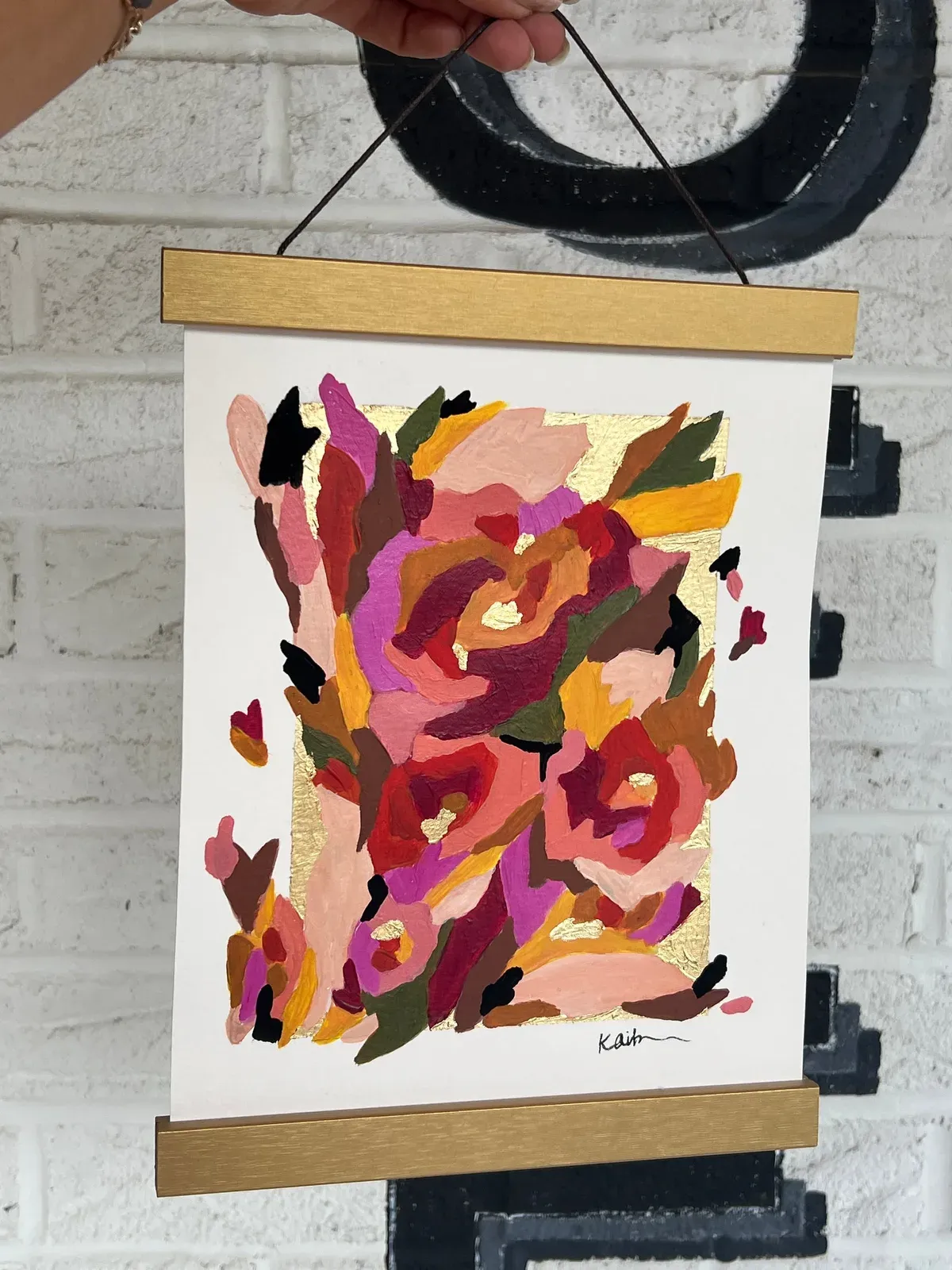 TO GROW 24/40, hand-painted Original Art on paper with hanger bars, by Kelly Aiken