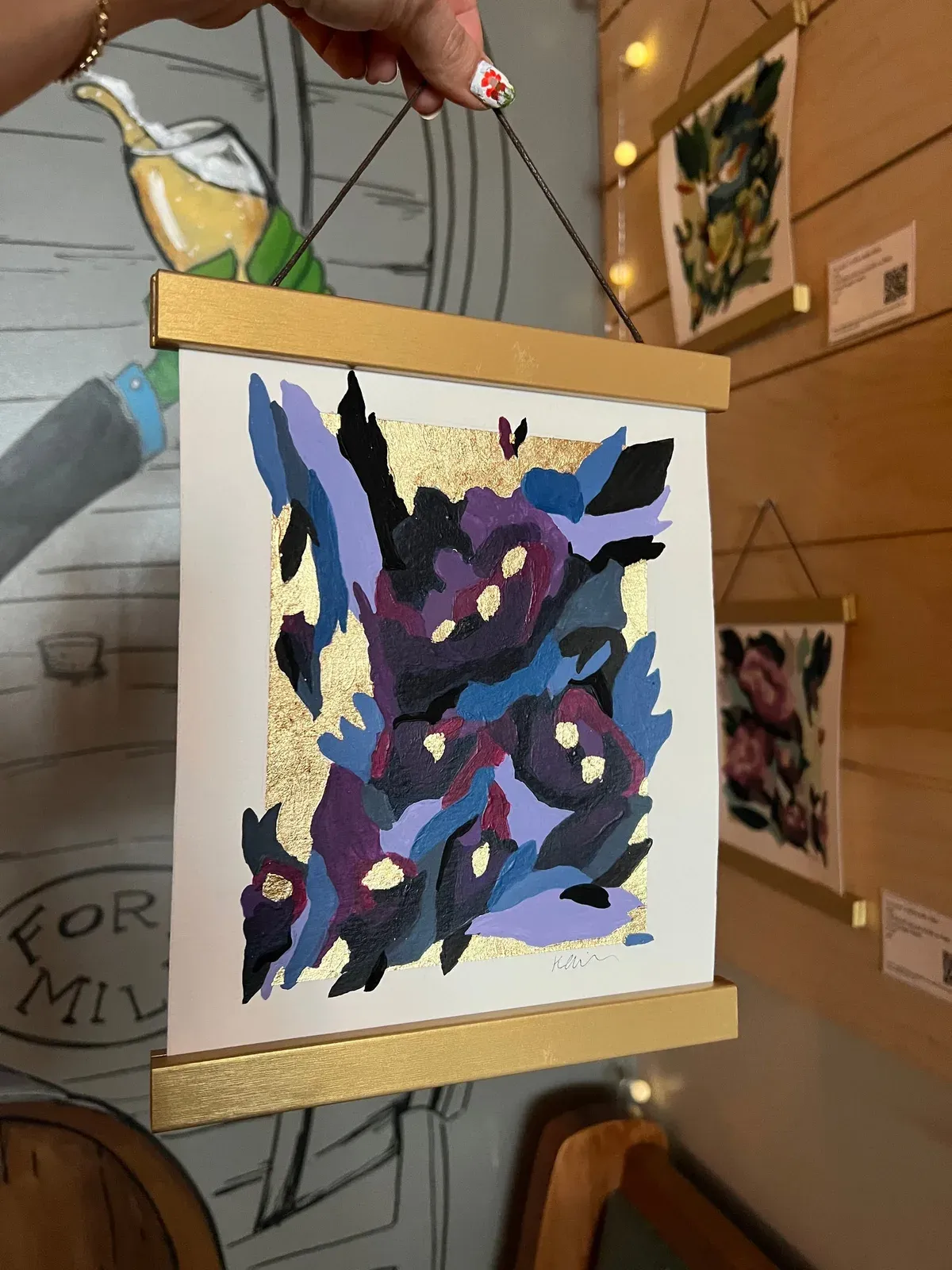 TO GROW 3/40, hand-painted Original Art on paper with hanger bars, by Kelly Aiken