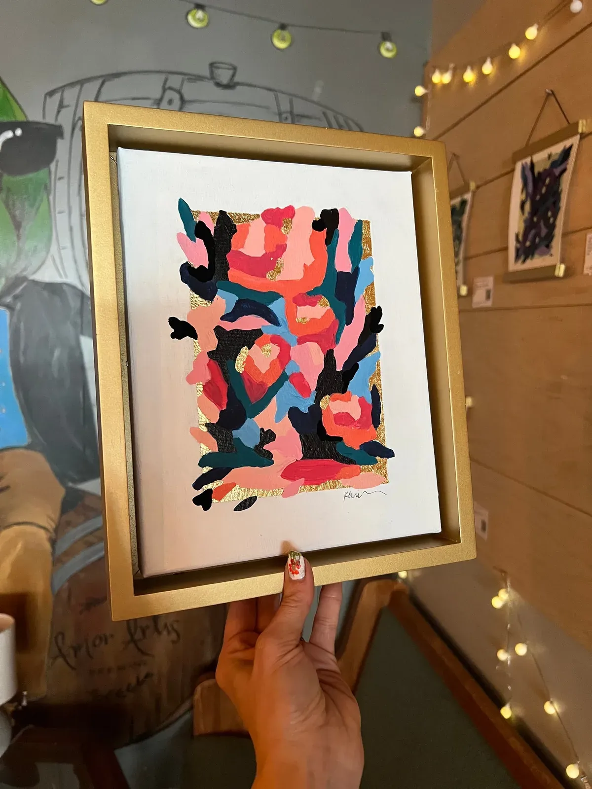 TO GROW 4/40, hand-painted Original Art on canvas with gilding gold metal leaf, by Kelly Aiken