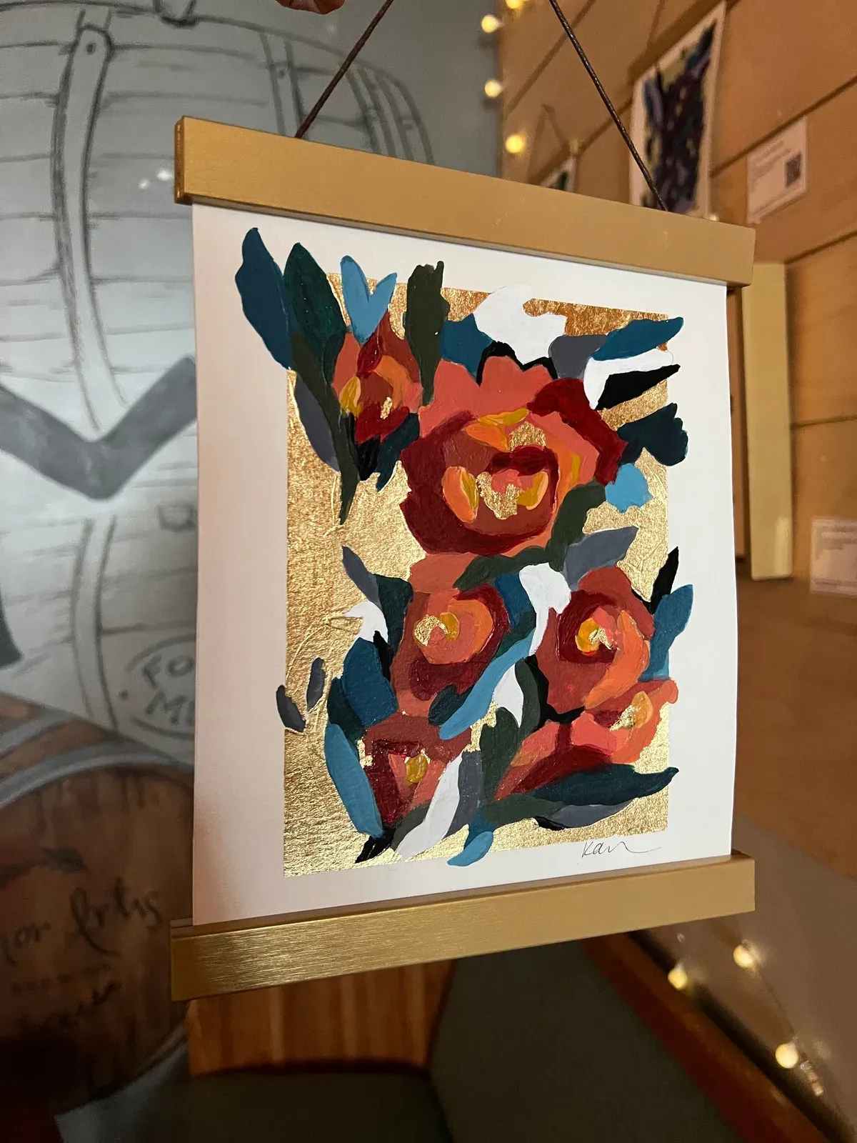 TO GROW 5/40, hand-painted Original Art on paper with hanger bars, by Kelly Aiken
