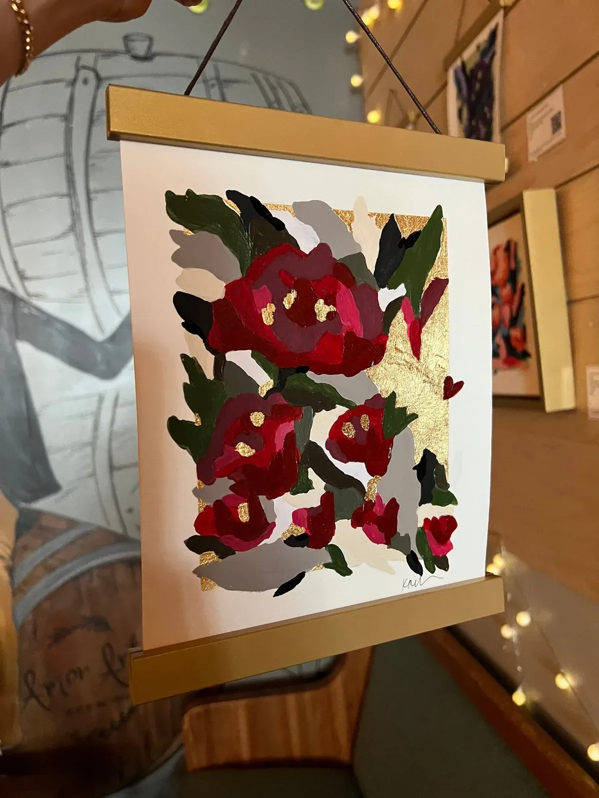 TO GROW 6/40, hand-painted Original Art on paper with hanger bars, by Kelly Aiken
