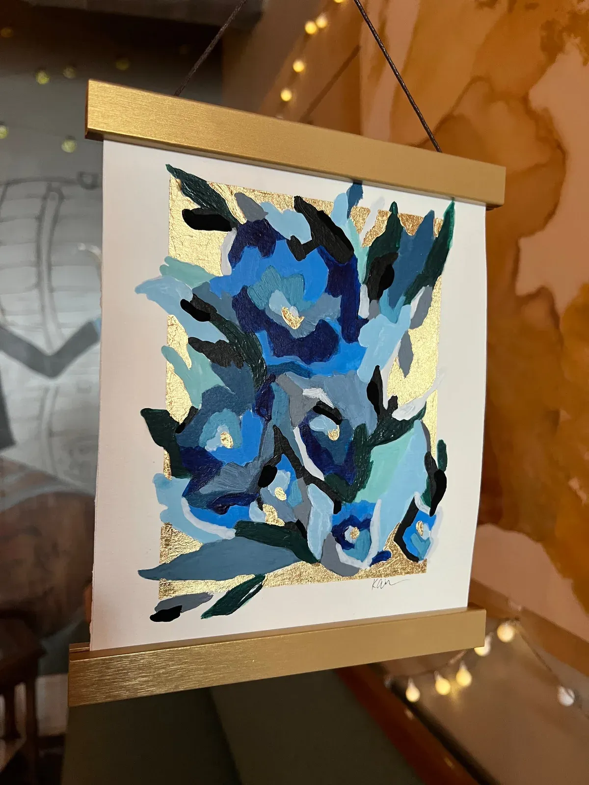 TO GROW 8/40, hand-painted Original Art on paper with hanger bars, by Kelly Aiken